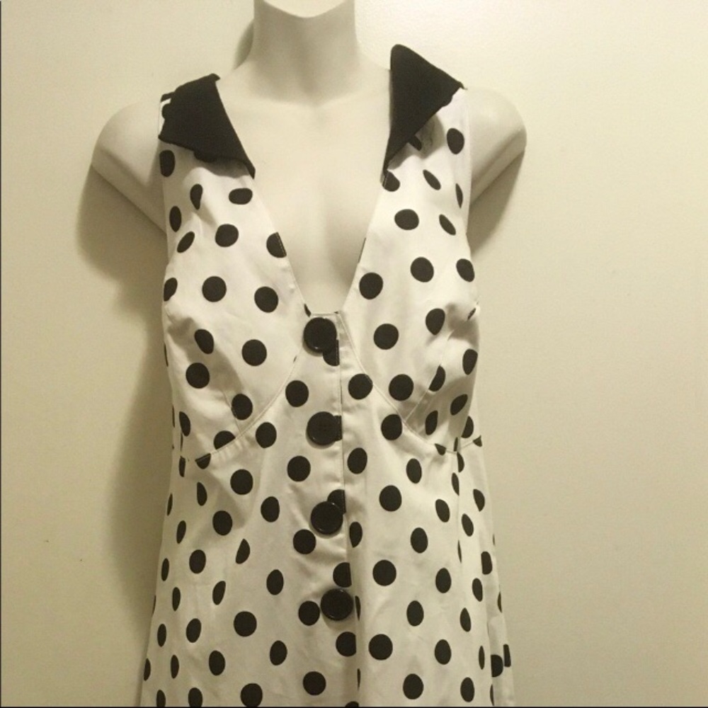 B/W Rock Steady Polka Dot Cherry Dollface Dress 4x - Picture 4 of 9